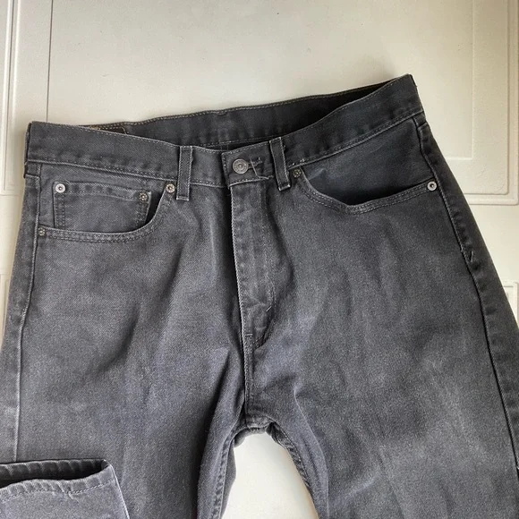 Levi’s 505 Men’s Straight Leg Jeans 34x32 Gray/Black - Picture 4 of 7